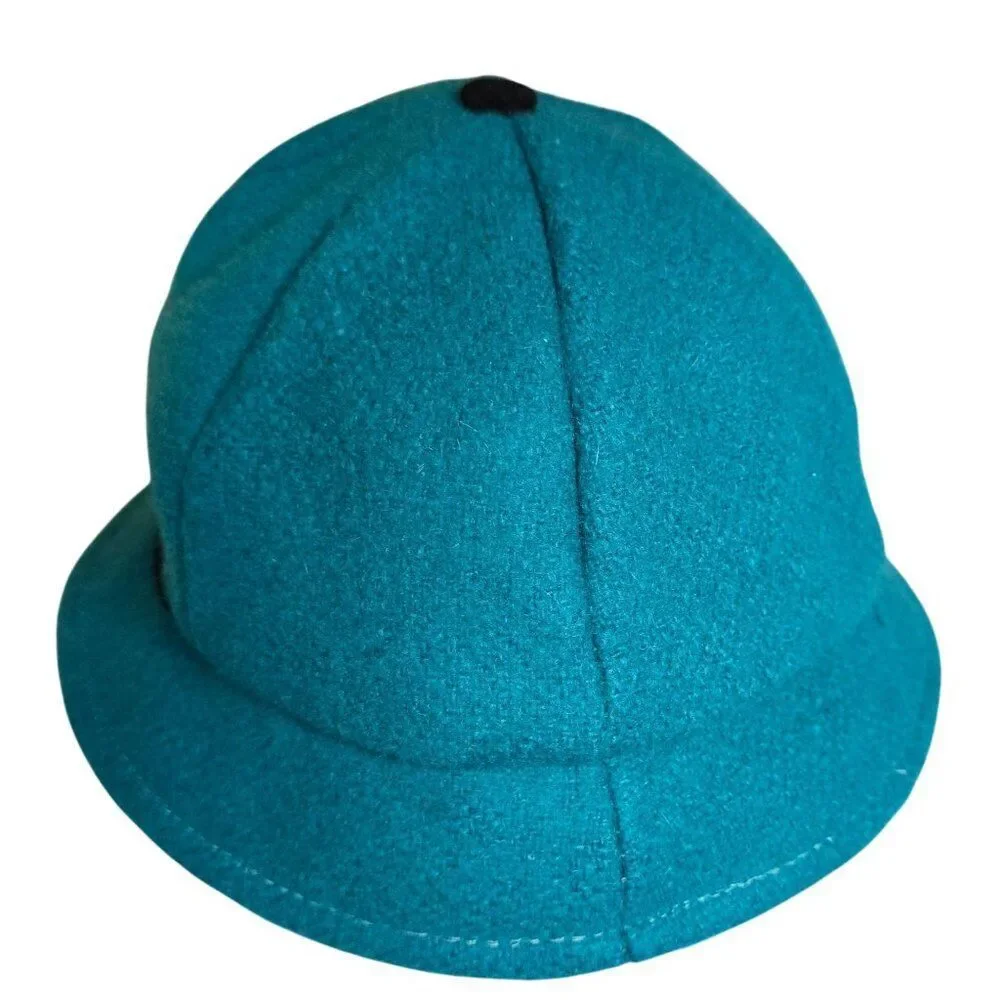 Vintage Rothschild Turquoise Wool Cloche Hat With Quirky Black Band